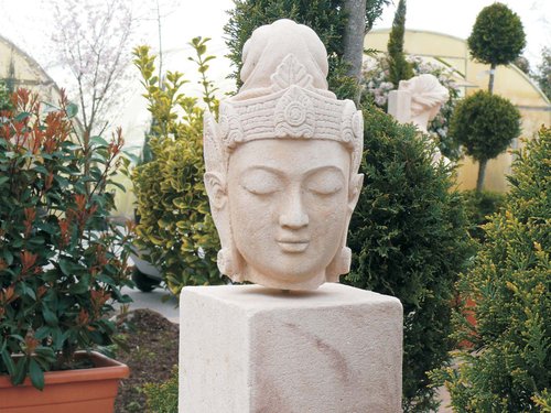 Buddha Kopf "Tempelwächer | optional mit Stele